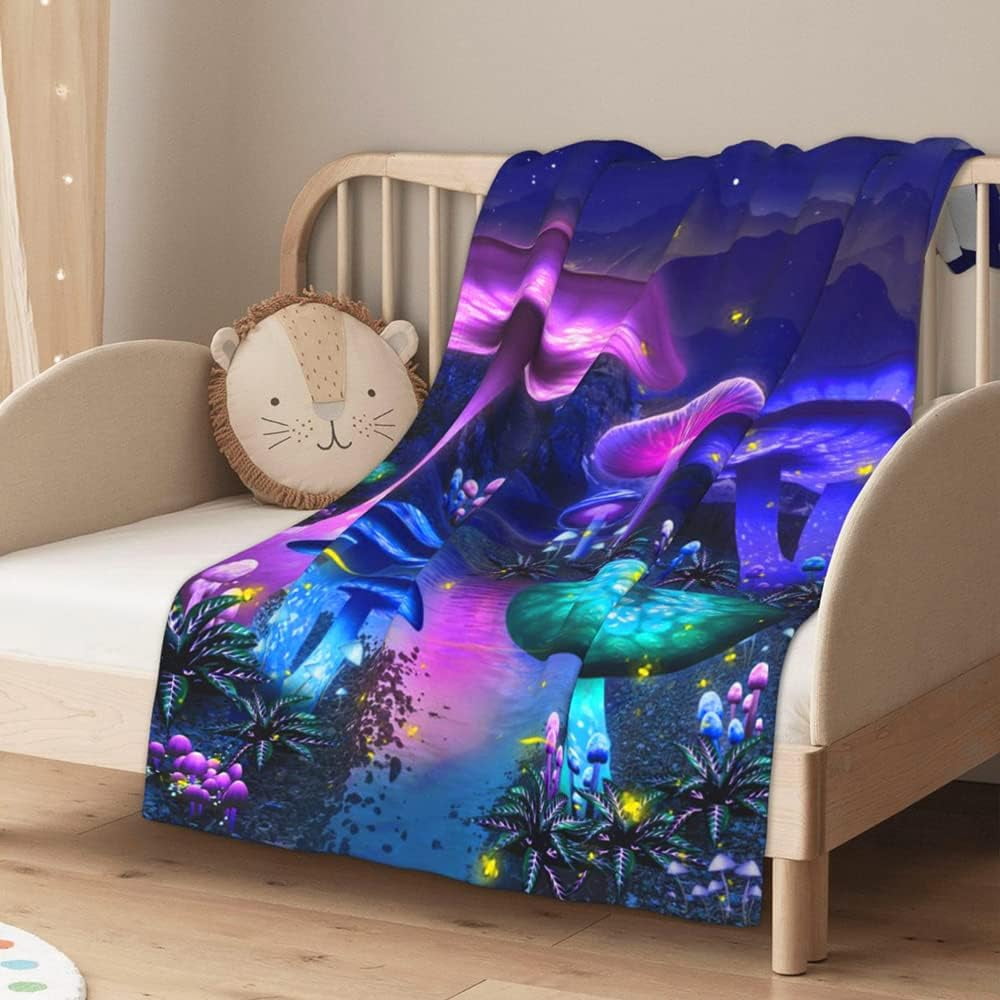 Mushroom Blanket, Mushroom Gifts for Women, Mushroom Decor Wonderland Gifts for Mushroom Lovers Soft Fleece Flannel Plush Mushroom Throw Blanket for Couch Bedding Living Room 60" X 50"
