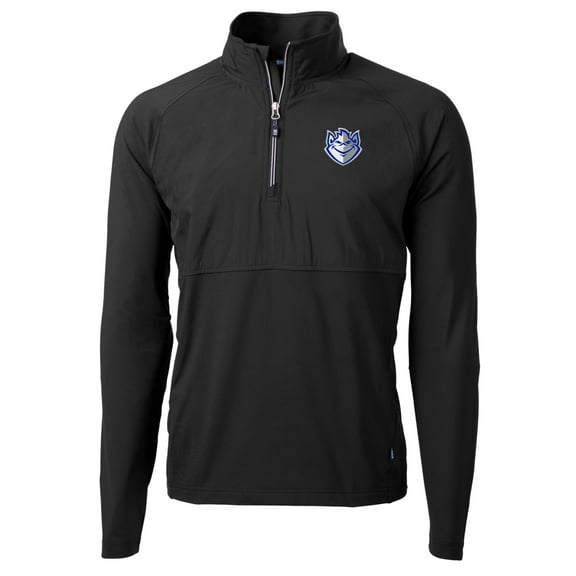 Men's Cutter & Buck Black Saint Louis Billikens Adapt Eco Knit Hybrid Recycled Quarter-Zip Pullover Top