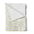 thumbnail image 2 of Grey and Yellow Soft Flannel Fleece Throw Blanket, Victorian Style Flowers Leaves Swirls Ombre Design Art Image, Cozy Plush for Indoor and Outdoor Use, 70" x 90", Pale Grey and Marigold, by Ambesonne, 2 of 5