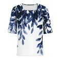 thumbnail image 5 of MIUOWANP Womens Summer Casual Printed Tops Women's Fashion Summer Printed Short Sleeve Square Neck Loose Blouses Blue XL, 5 of 5