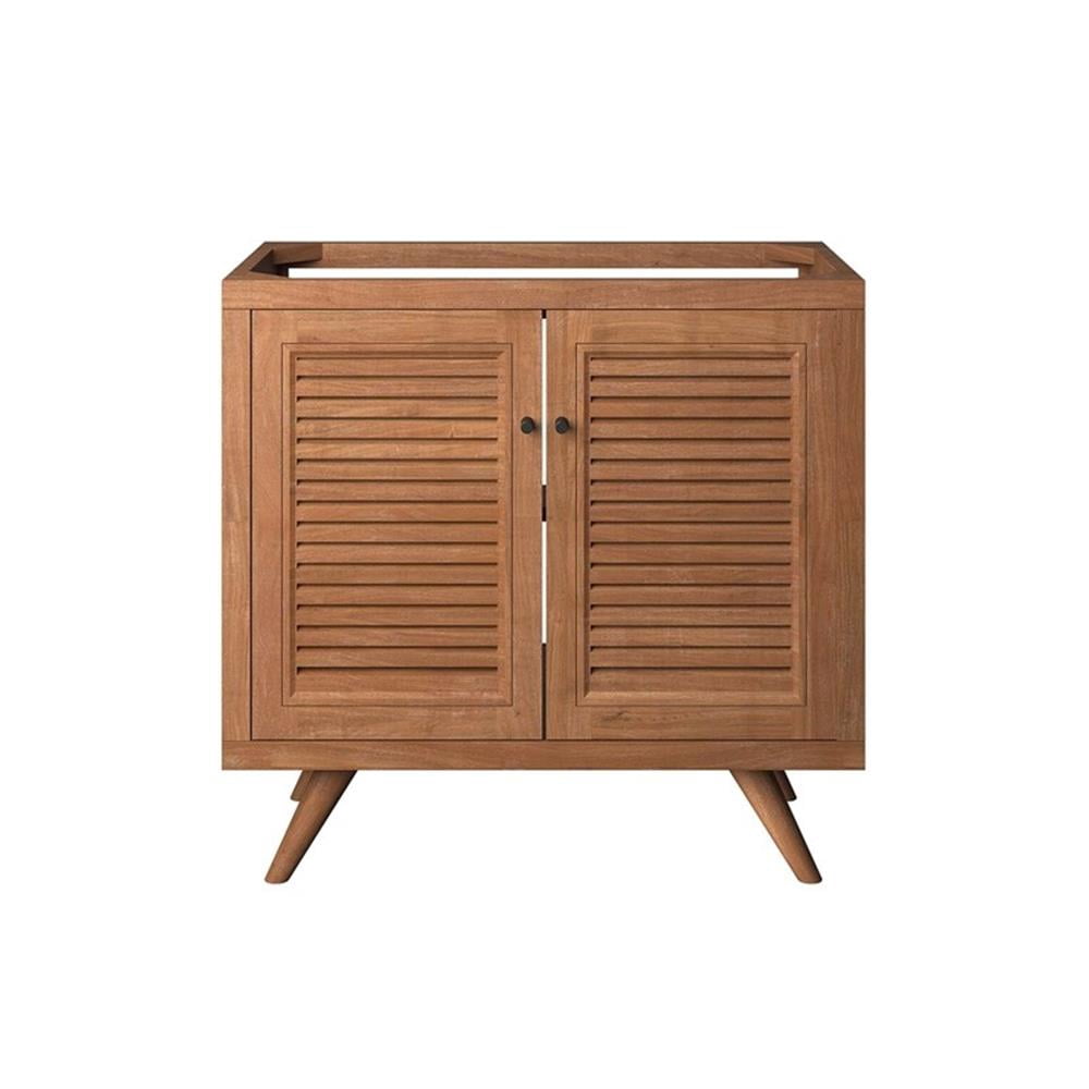 Modway 36" 2-Door Teak Wood Bathroom Vanity Cabinet in Natural
