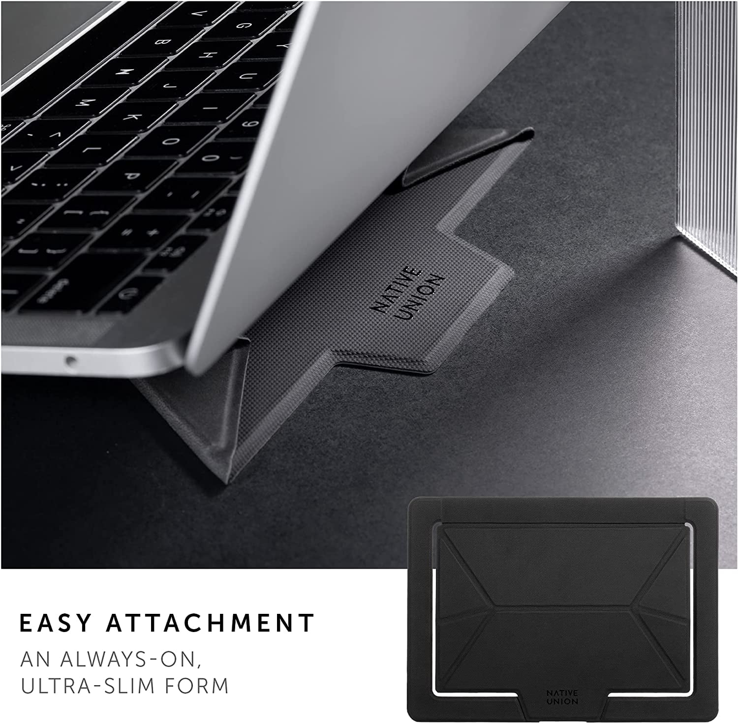 Native Union Rise Laptop Stand – Ultra-Slim Portable Folding Laptop Stand – Ergonomic & Optimized Viewing Angle – for All Laptops 13-16"
