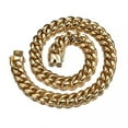 thumbnail image 3 of 6mm-18mm Men's Miami Cuban Link Chain Necklace 18K Gold Plated Stainless Steel, 3 of 6