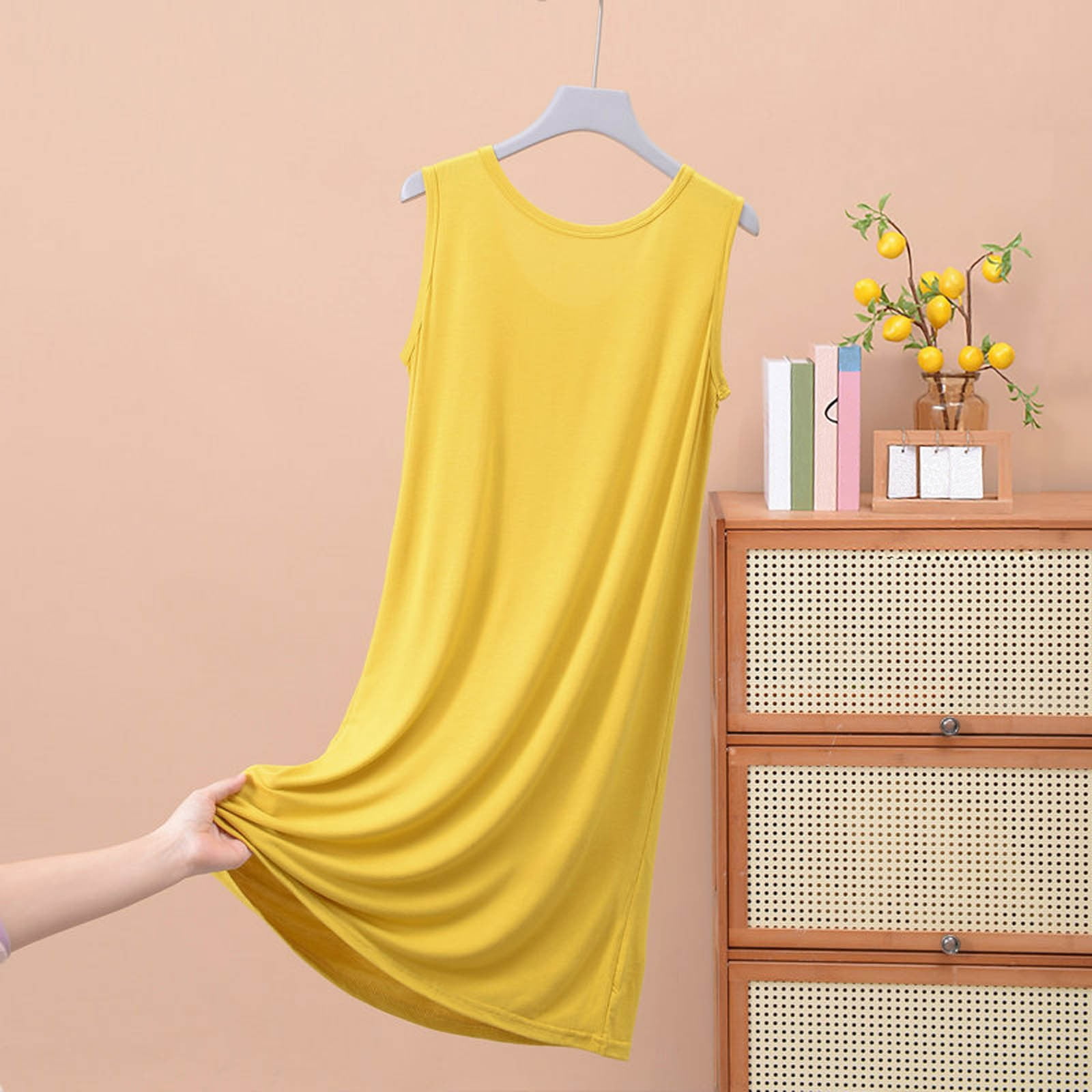 Wlynlyn Summer Nightgowns for Women Plus Size Sleeveless Chemise Sleepwear Loose Comfy Soft Nightwear Pajamas Dress
