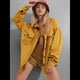 thumbnail image 4 of Chaqueta de Larga con Solapa Suelta para Mujer, Cárdigan Irregular con Bolsillo de Amarillo XL, 4 of 7