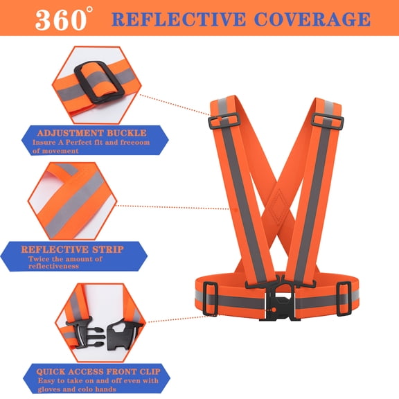 AYKRM 9 Color Reflective Vest with Hi Vis Bands, Fully Adjustable & Multi-Purpose: Running, Cycling, Motorcycle Safety, Dog Walking - High Visibility