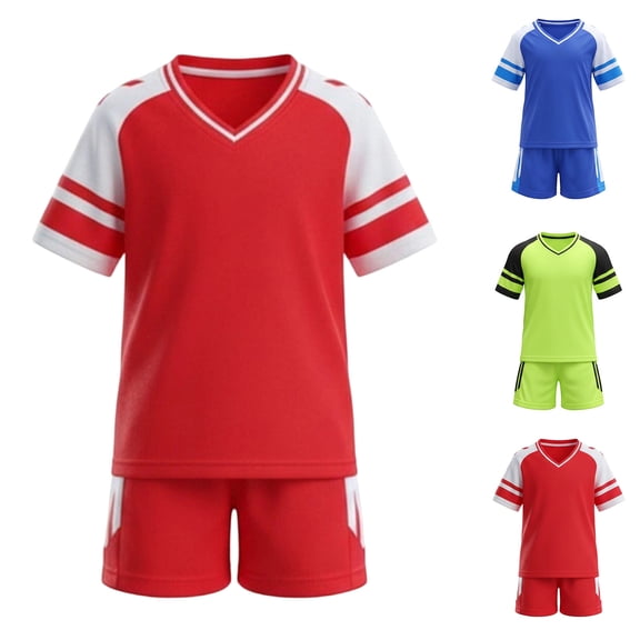 Piuwrlz Boys Athletic Sets for Kids Football Clothes T-Shirt and Shorts Outfit Sets Blue Size 3 T