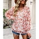 thumbnail image 2 of Camisa Suave, Estampado Floral Escote En V Mujer Blusa Transpirable Encaje Empalmado Para Fiesta Para Trabajo ANGGREK No, 2 of 7