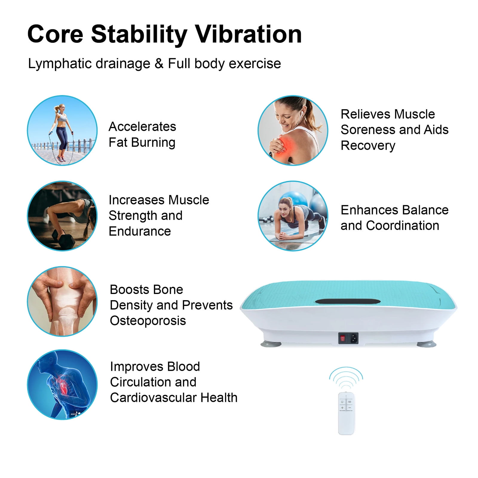 HengDidi Vibration Platform Machine Silent Motor Fitness Massager with Remote Control, 10 Speed Levels Auto Mode Bluetooth Speaker, Portable Body Shaking Machine for Home Gym, Weight Management