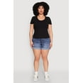 thumbnail image 3 of Womens Plus Size Ribbed Lace Detail Lettuce Edge Top, 3 of 5