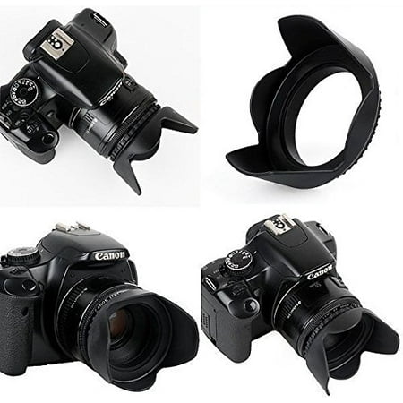 - Pro Hard Lens Hood with Collar Clamp For Canon EOS Rebel T7i SL2 77D (58mm compatible)