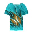 thumbnail image 5 of kytmyeq Women's Fashion Short Sleeve Print Button Collar Chest Pocket T-Shirt Bottoming Top, 5 of 5