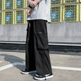 thumbnail image 2 of Women Jogger with Pockets Lightweight Solid Color Wide Leg Straight Cargo Pants, 2 of 5