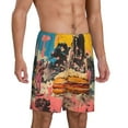thumbnail image 2 of Logiee Psychedelic Band Hotdog Art Print Men's Pajama Shorts with Drawstring & Pockets,Sleep Shorts for Men,Sleepwear Bottoms,Elastic Waistband Loungewear-4X-Large, 2 of 6