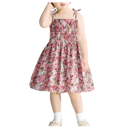 

Little Girl Dress Clothes Flowers Kid Strap Princess Ruched Floral Baby Girls Skirt Toddler Summer Cool Cute
