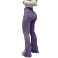 thumbnail image 2 of Yindaity Women's Jeans Wide Leg Jeans for Women High Waisted Straight Leg Stretchy Cropped Denim Pants with Pockets Jean (Purple,XXL), 2 of 7