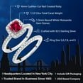 thumbnail image 2 of Gem Stone King 925 Sterling Silver Wedding Engagement Ring Band Bridal Cushion Created Ruby Moissanite (1.52 Cttw), 2 of 6