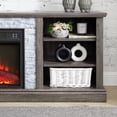 thumbnail image 3 of Resenkos Entertainment TV Stand,Entertainment CenterMantel Electric Fireplace Stone TV Media Stand, Modern Entertainment Console with 18" Fireplace Insert,Grey, 3 of 14