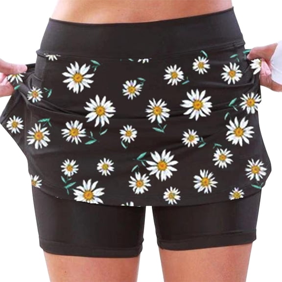 Skpblutn Tennis Skirts for Women Golf Athletic Activewear Skorts Mini Summer Workout Running Shorts XXL BK1