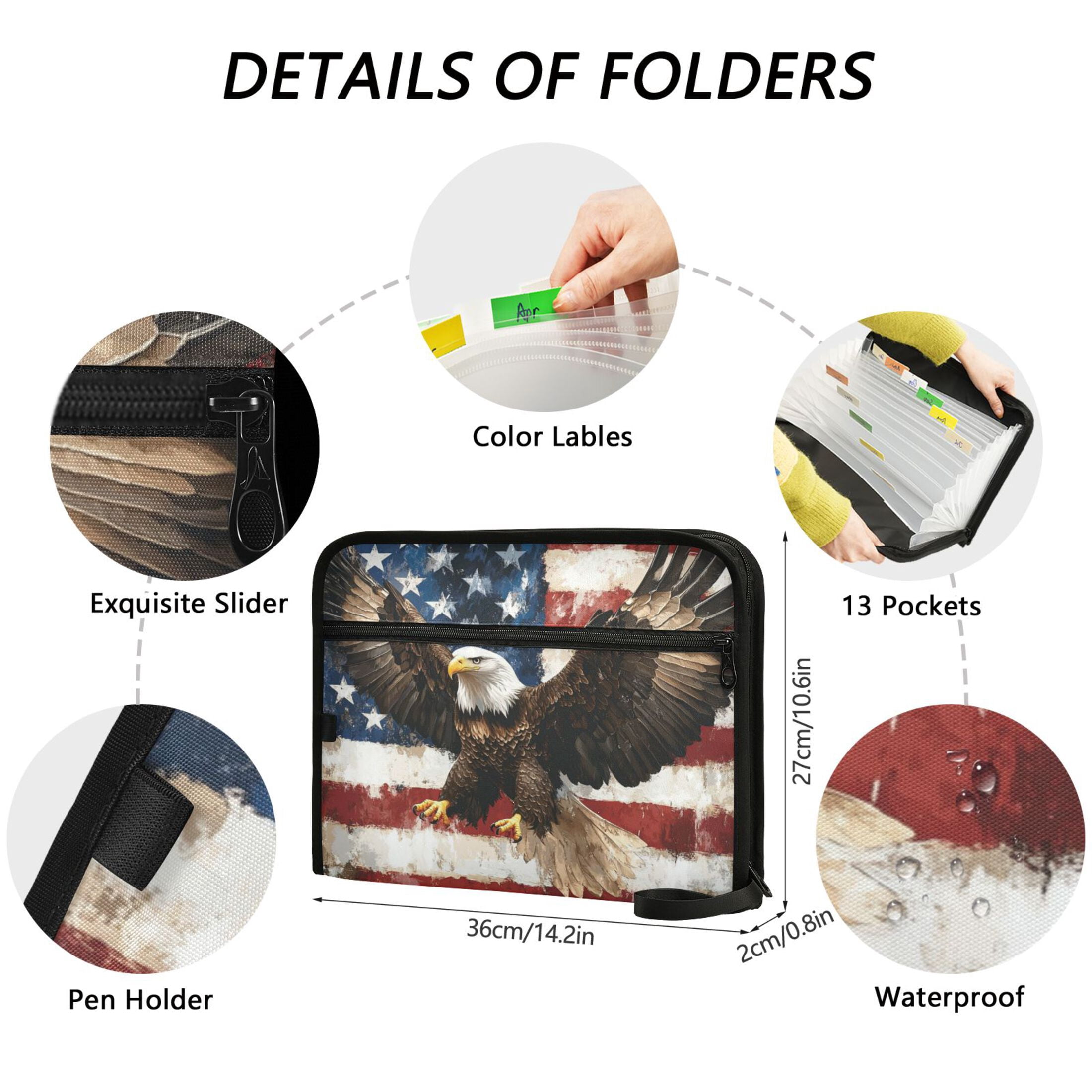 WOBOGO American Patriotic Faith Expanding File Folder Letter Size Accordion Filing Organizer 13 Pocket Separate Organ Pocket