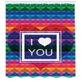 thumbnail image 3 of Vintage Rainbow Shower Curtain, Colorful Fractal Mosaic Backdrop with Heart and I Love You Frame Valentines, Fabric Bathroom Set with Hooks, 69W X 84L Inches Extra Long, Multicolor, by Ambesonne, 3 of 3