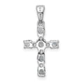 thumbnail image 4 of FB Jewels Sterling Silver Rhodium Aqua & Diamond Cross Pendant, 4 of 4