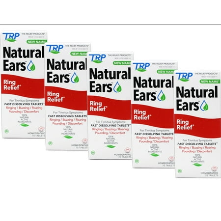 5 Pack - TRP Natural Ears Ring Relief for Tinnitus Symptoms, Fast Dissolving Tablets, 70 count