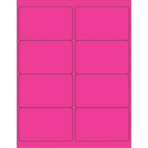 4 x 2.5 in. Fluorescent Pink Rectangle Laser Labels