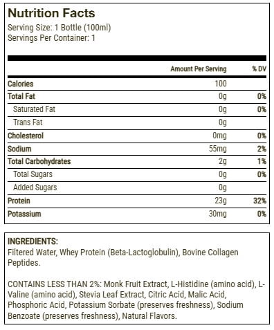 Pure Genius Protein Supplement Liquid Shot, 23g Protein, Blueberry Lemonade Flavor, 3.38 fl oz