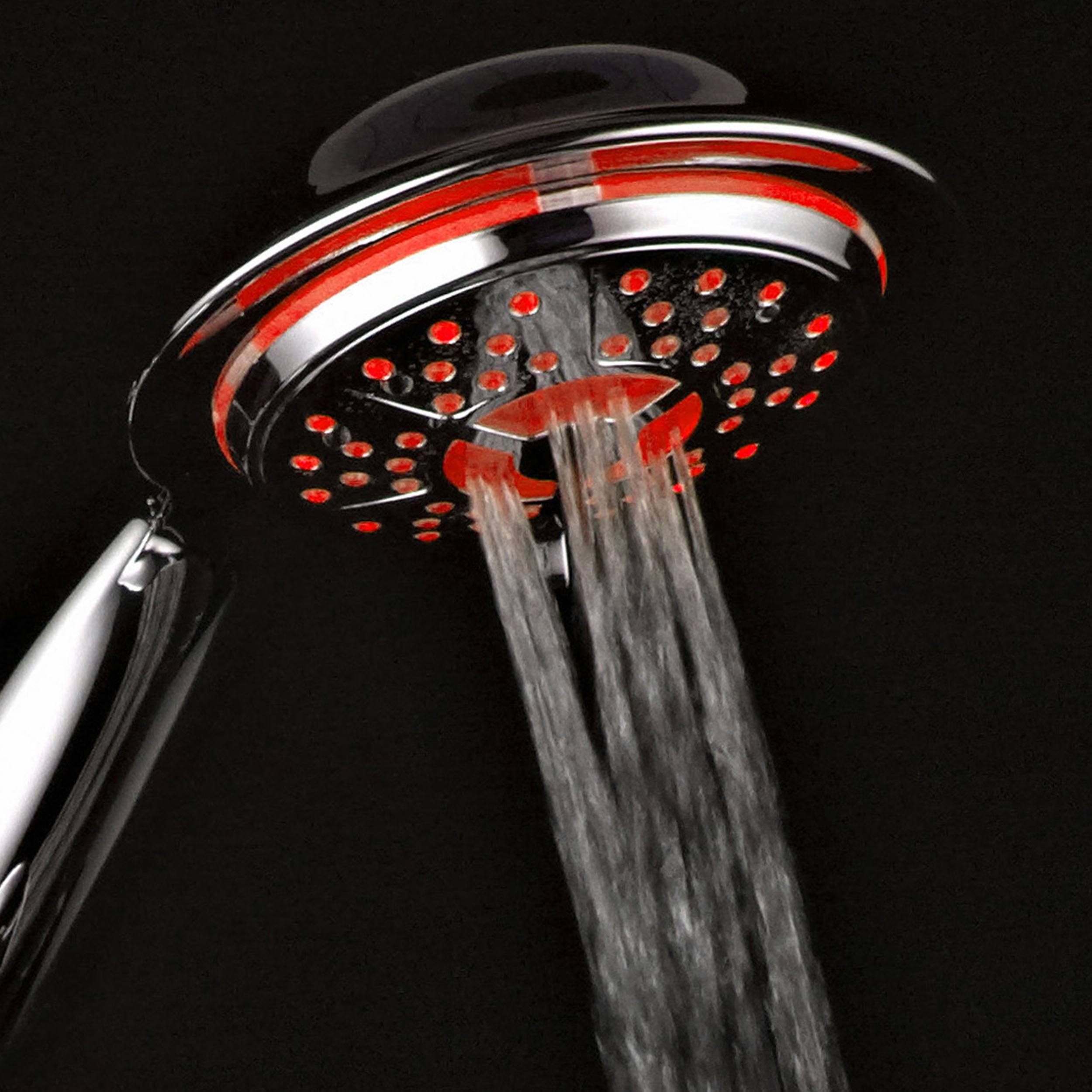 PowerSpa All-Chrome LED Handheld Shower with Air Jet LED Turbo Pressure-Boost Nozzle Technology