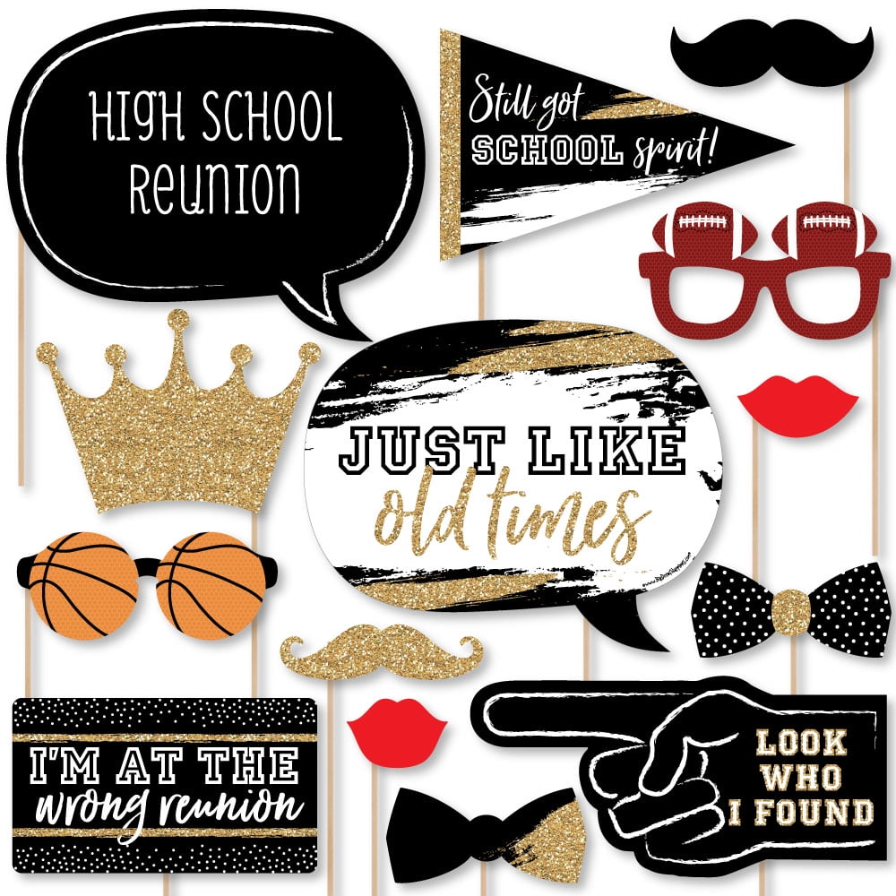 Reunited School Class Reunion Party Photo Booth Props Kit 20 Count