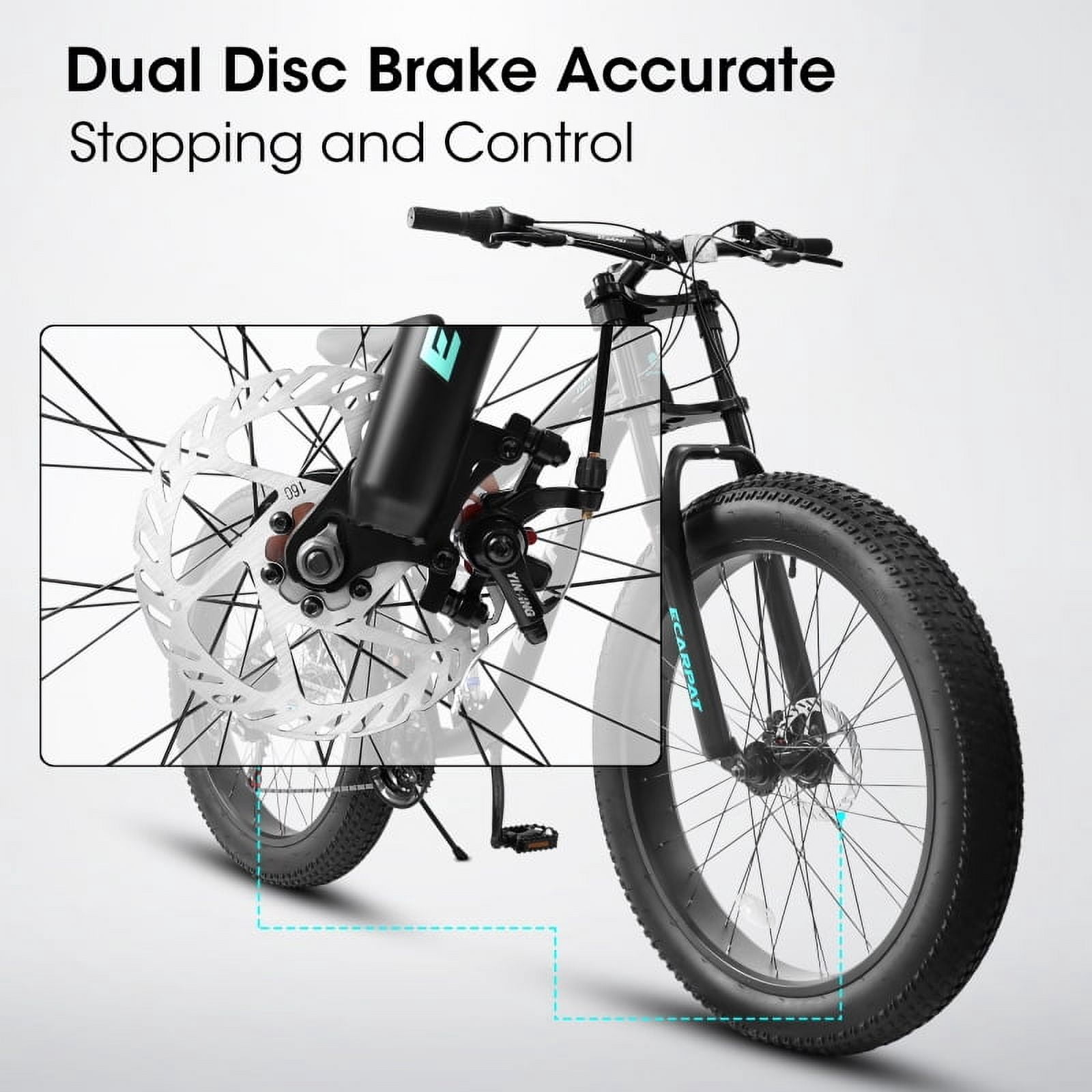 A26309 26 inch Mountain Bike,Full-Suspension 21 Speeds Drivetrain with Disc-Brake MTB Bicycle, 26*4" Fat tire Bike for Men