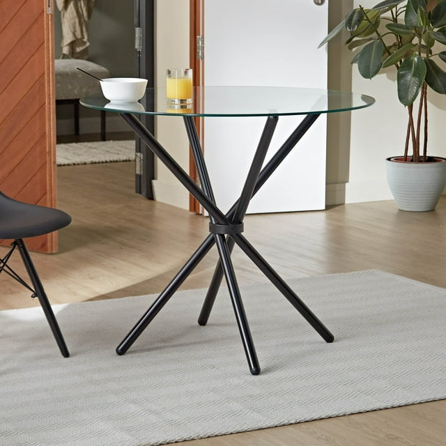 Velets Bella Glass Top Dining Table with Metal Legs - Modern & Sleek Design for Dining Room, Kitchen, or Living Room - Durable & Sturdy Construction, Perfect for Breakfast Nooks & Kitchens