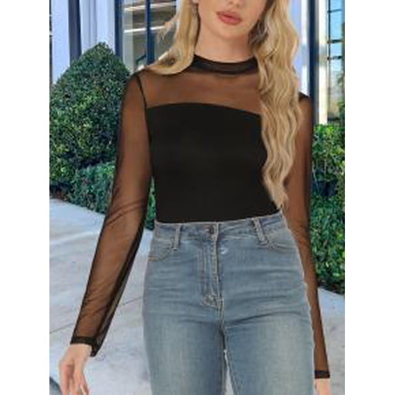 Transparent high-Neck top