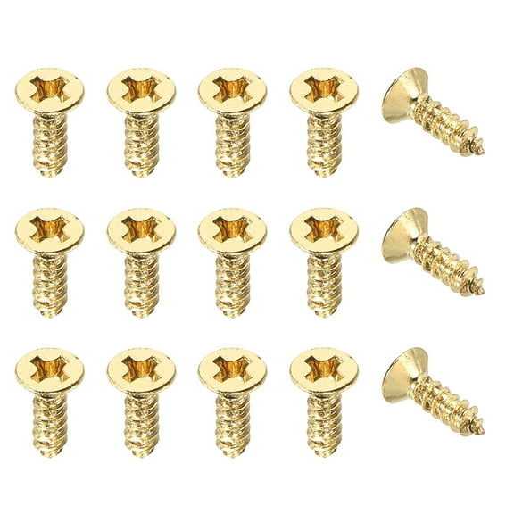 Uxcell Brass Wood Screws Self Tapping Screws, Flat Cross Head Fit for Door Hinges Electronics Furniture M3 x 10 mm 100