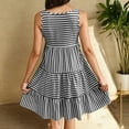 thumbnail image 6 of Meichang Womens Summer Dresses for Women Casual Crewneck Sleeveless Striped Mini Dress Beach Vacation Flowy Ruffle Pleated Short Sundresses, 6 of 9