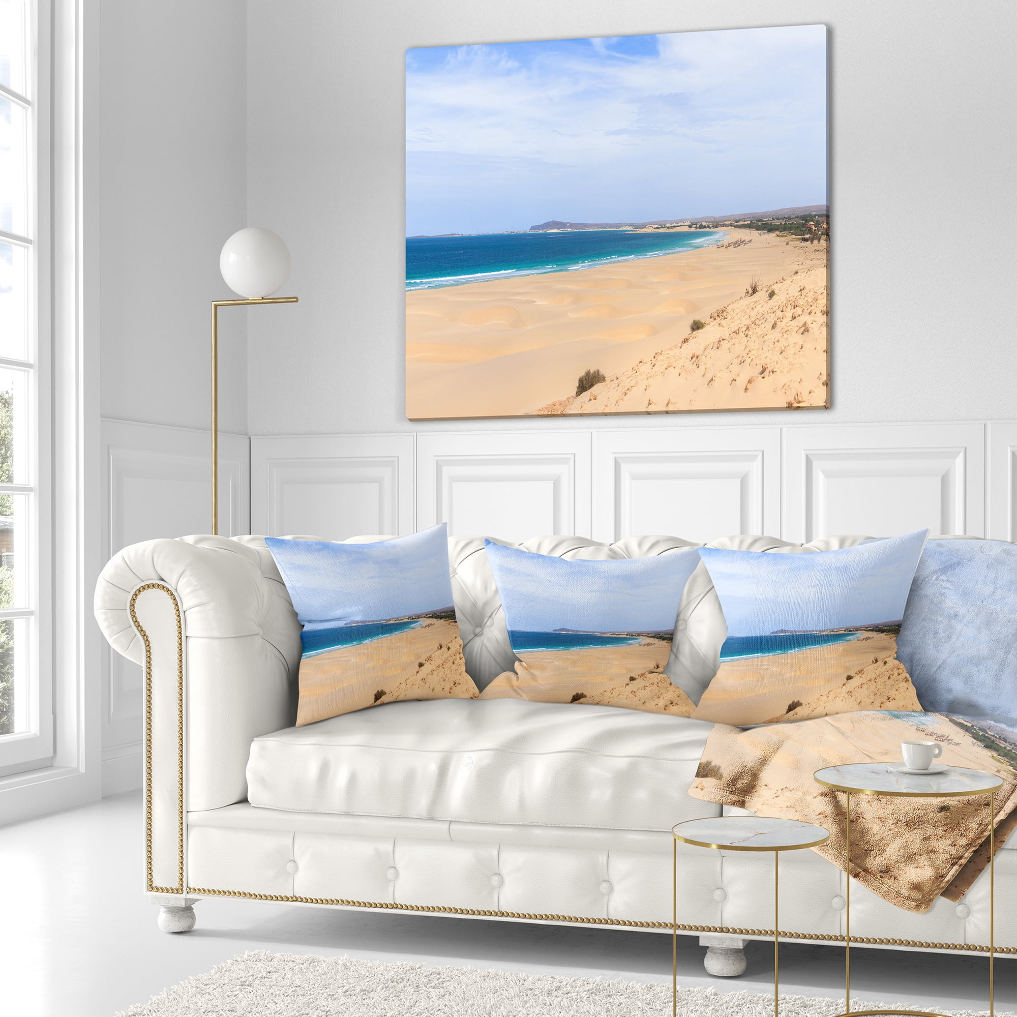 Designart Sea and Clouds in Blue Sky - Seashore Throw Pillow - 16x16