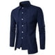thumbnail image 1 of Blusa y camisa de manga larga con cuello vuelto para hombre, color liso, ajustada, falsa, dos personalizada, doble frente, camisa de manga larga con solapa, blusa para hombre, 1 of 3