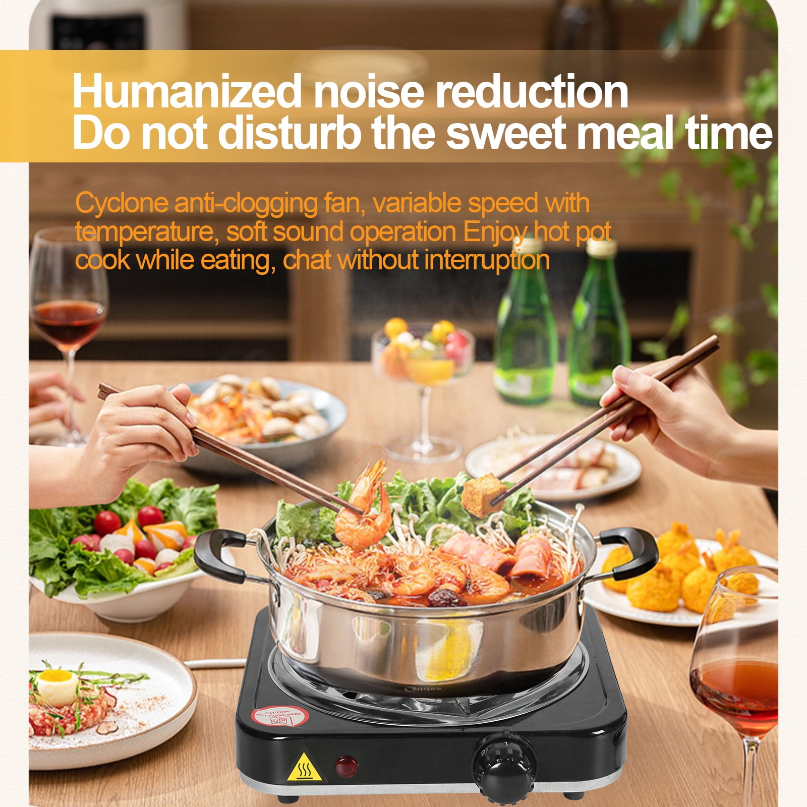 GASHOME Electric Single Burner, 1000W Portable Hot Plate Stove Cooktop for Camping & Dorm Cooking