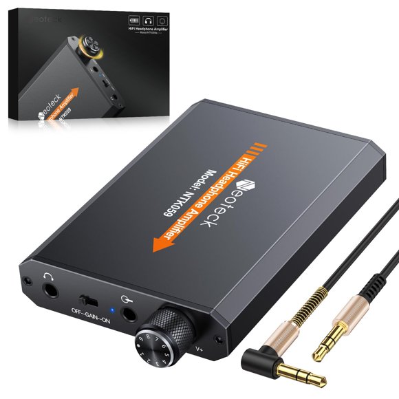 Neoteck Portable 3.5mm Headphone Amplifier Two-Stage Gain Switch, 16-150 Ohm, Aluminum Matte Surface