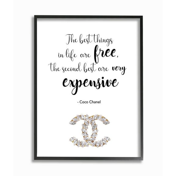 Stupell Industries Second Best Things In Life Quote Fashion Brand Glam Text Beauty & Fashion Painting Black Framed Art Print Wall Art, 11 x 14
