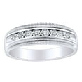 thumbnail image 2 of AFFY Father's Day Gift 0.51 Carat (Cttw) Round Shape White Natural Diamond Men's Anniversary Wedding Band Ring In 14k Solid White Gold Ring Size-11.5, 2 of 2
