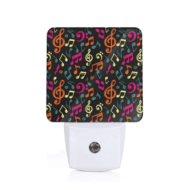 Balery Music Notes Luz Nocturna LED con Sensor Automático, Enchufe con Sensor Crepuscular, Luz Suave de 0.5W para Dormitorio, Pasillo, Baño-US