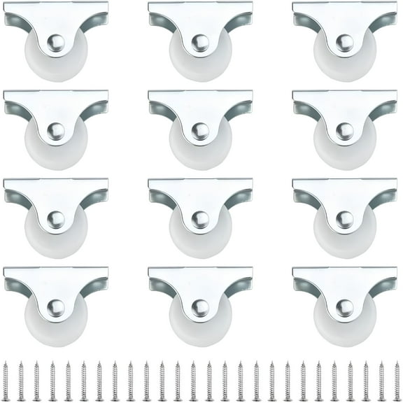 LAMIRO 12 Pack 25mm Fixed Casters Small Furniture Casters Small Rubber Casters Non-Swivel Trolley Wheels Caster
