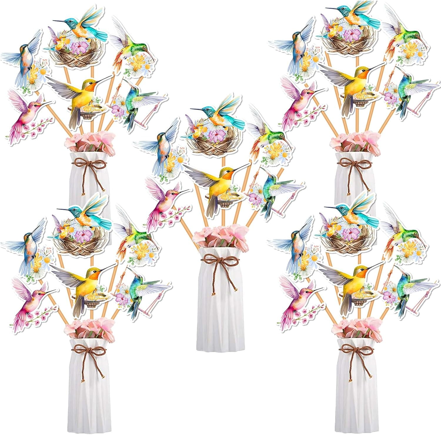 Hummingbird Table Party Decorations Centerpieces Sticks, 24pcs Hummingbird Centerpieces Sticks for Bird Party Flowers Hummingbirds Love Baby Shower Birthday Party Decorations Women Girl