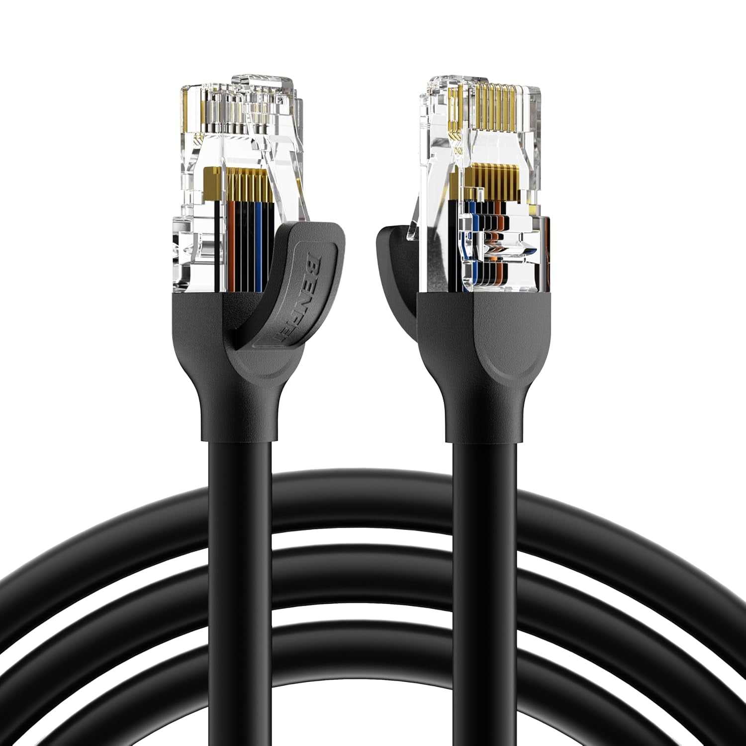 Cat 6 Ethernet Cable 10ft, 250MHz 10Gbps Network Cable, RJ45 LAN Cable for 10/100/1000/10000 Mbps Network, Compatible with Router, Modem, Gaming Console, Streaming Devices, Laptop, PC