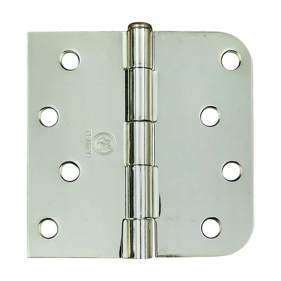 Residential Door Hinges - 4 Inch with 5/8 Inch Square - Bright Polished Brass - 3 Pack