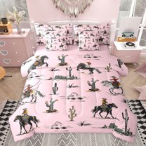 Castle Fairy Western Cowboy Bedding Comforter Set 7-Piece for Boys Girls,Exotic Style King Bedding Sets,Vintage Aesthetic Ultra Soft Bed Sheets,Luxury Bedroom Decor,Reversible