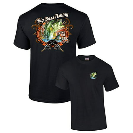 Fishing T-shirt Big Bass Fishing-Black-4Xl (Best Fishing T Shirts)