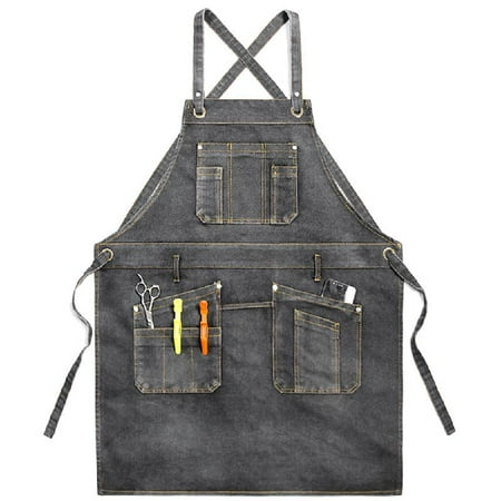 

DOYOUNG 75 CM Long The Cowboy Chef Apron Adjustable Barista Apron with Pockets Kitchen Cooking Baking Aprons